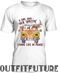 A girl and her sheltie living life in peace T-Shirt