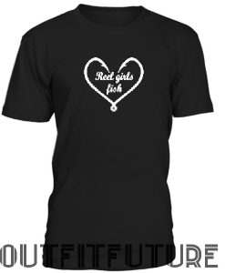 Valentine Reel Girls Fish Heart Love T-Shirt
