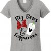 Big Bows and Frappuccinos on a Women's Vneck Shirt BC19