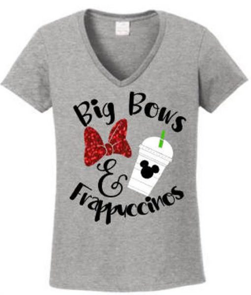 Big Bows and Frappuccinos on a Women's Vneck Shirt BC19