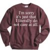 I literally dont care sweatshirt BC19
