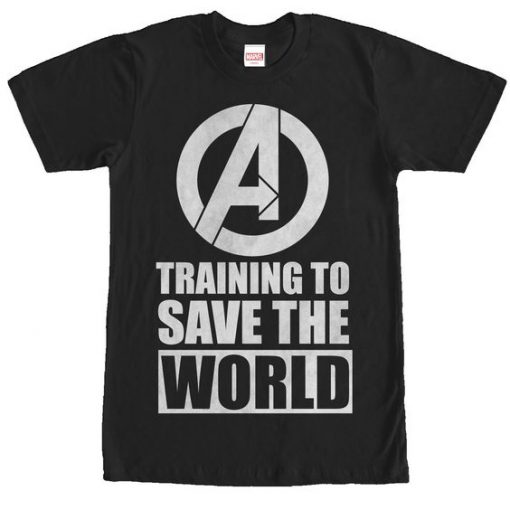 Marvel Avengers Training to Save World Black T-Shirt BC19