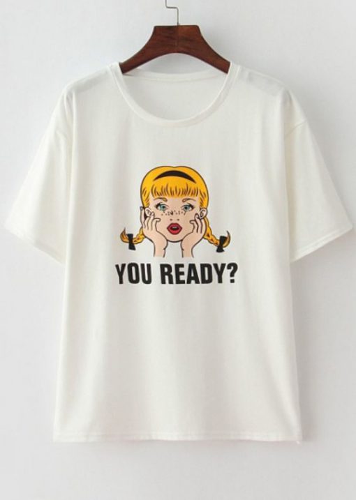 CARTOON PRINT WHITE T-SHIRT EL01