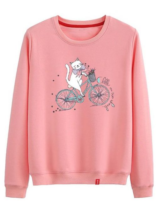 Cat Ride A Bike Sweatshirt ZK01