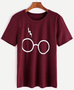 Burgundy Glasses Print T-shirt SN01