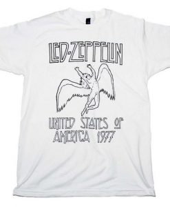 Led Zeppelin USA 77 White T-Shirt LP01