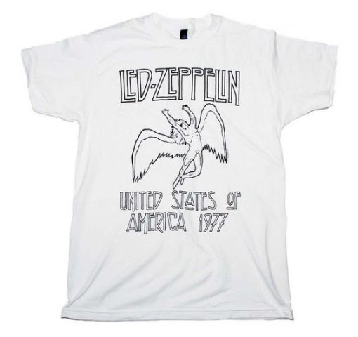 Led Zeppelin USA 77 White T-Shirt LP01