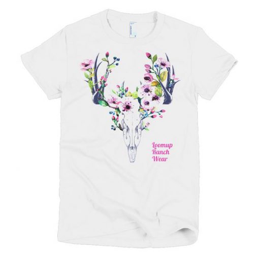 Floral Deer Skull T-Shirt EL01