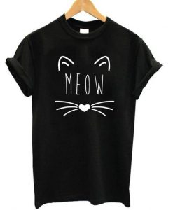 Cute Cat Meow Print T-Shirt EL01