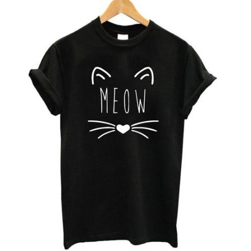 Cute Cat Meow Print T-Shirt EL01