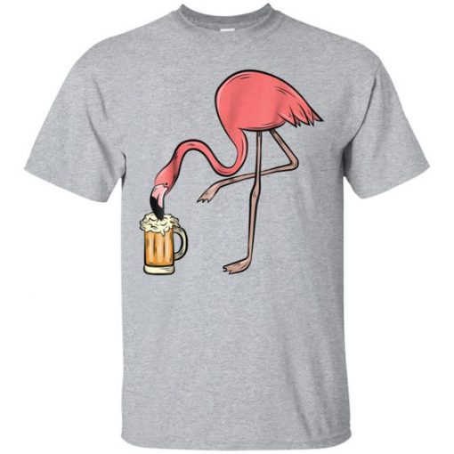 Flamingo Drinking Beer T-Shirt EL01