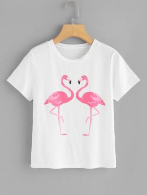 Flamingo Print T-Shirt EL01