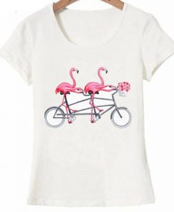 Flamingos Tandem Bicycle T-Shirt EL01