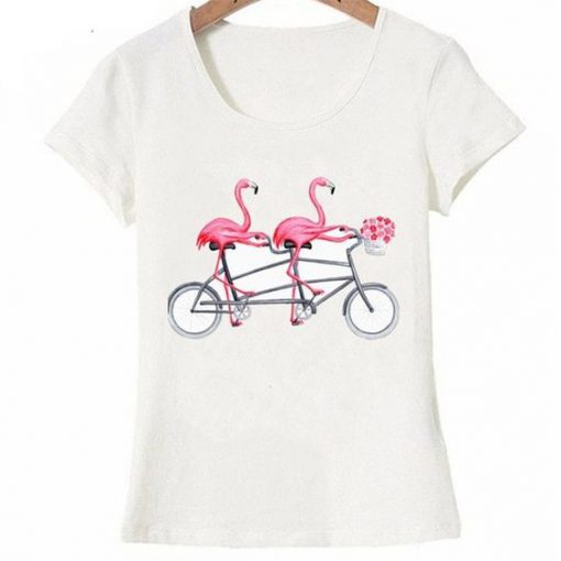 Flamingos Tandem Bicycle T-Shirt EL01