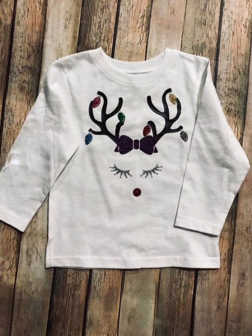 Girls Reindeer Christmas Sweatshirt EL01