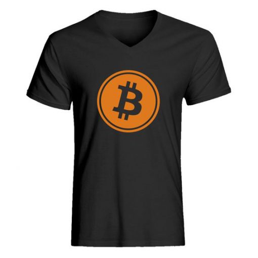 Mens Bitcoin Vneck T-shirt EC01