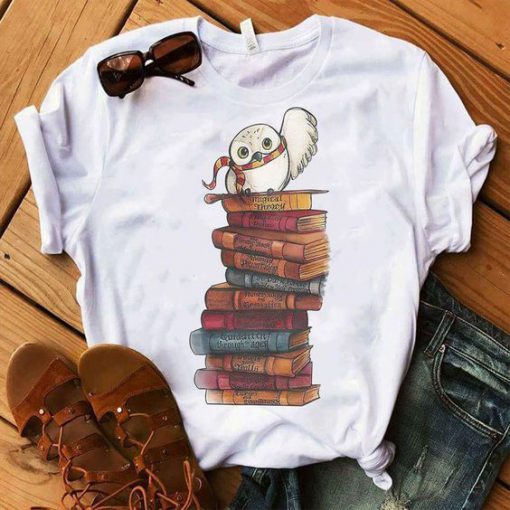 Owl And Books T shirt SR01