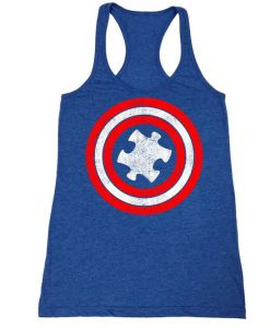 Captain Autism Red and Blue Hero Shield Tank Top KH01
