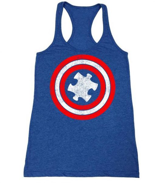 Captain Autism Red and Blue Hero Shield Tank Top KH01