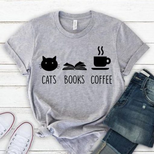 Cats, Books, Coffee T Shirt SR01