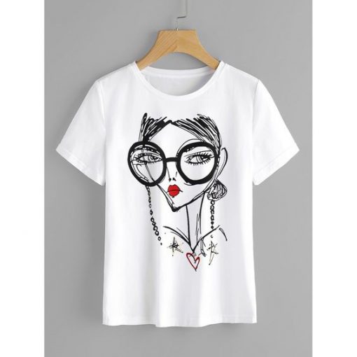 Face Print T Shirt SR01