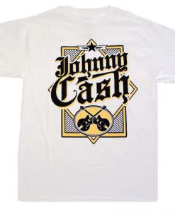 Johnny Cash White Guitar T-Shirt DV01