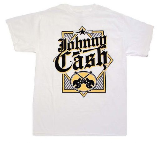 Johnny Cash White Guitar T-Shirt DV01