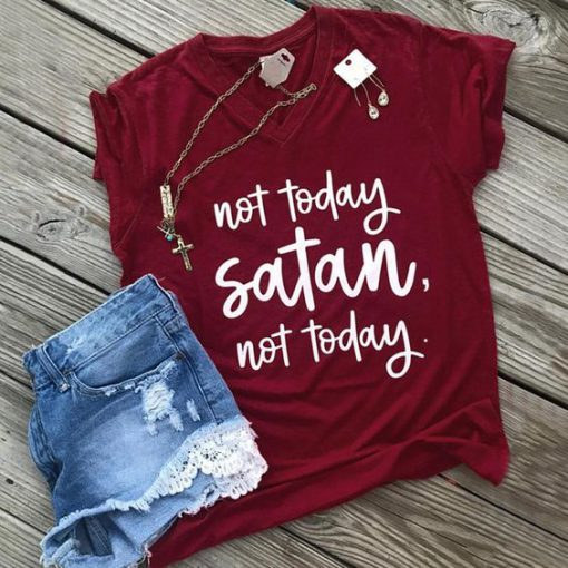 Not Today Satan Baseball T-Shirt DV01