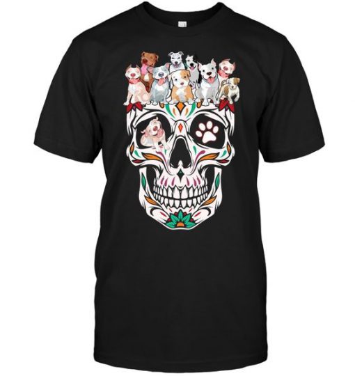 Pitbul Mom Skull T-Shirt EL01