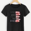 Plus Letter And Lipstick Print T-shirt FD01