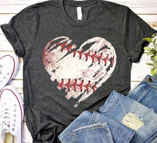 BASEBALL HEART GRUNGE T-Shirt AV01