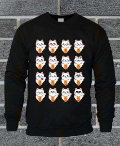 Fortune Cat Emoji Many Emotion Sweatshirt AV