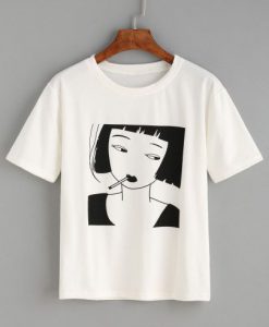 Motif Fille De Fumer T-Shirt EM01