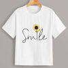 Sunflower & Letter Print Tee T-shirt ER01