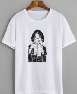 girl holding cat tee T-shirt AI30