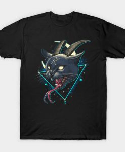 Evil Cat Print T Shirt SR28N