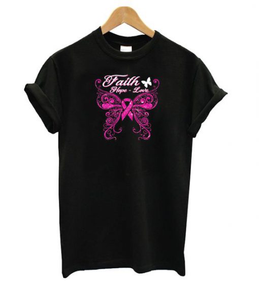 Hope Love Breast Cancer T shirt FD7N