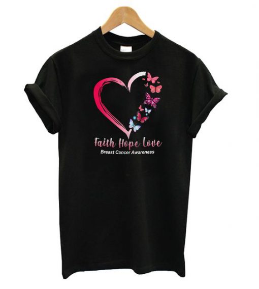 Hope Love Pink Butterfly T shirt FD7N