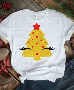 Christmas Tree Eyelashes Tshirt EL6D