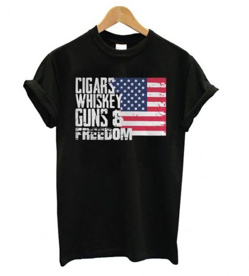 Cigars Whiskey Guns n Freedom t-shirt FD2D
