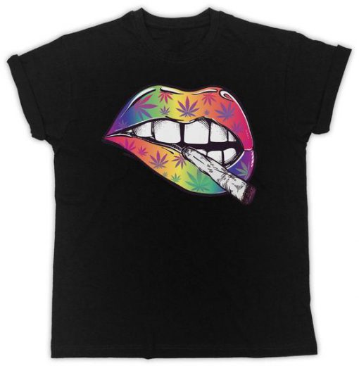 Colorful Lips Weed T-Shirt FD18D