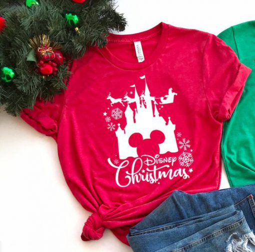 Disney Castle Christmas Tshirt EL6D