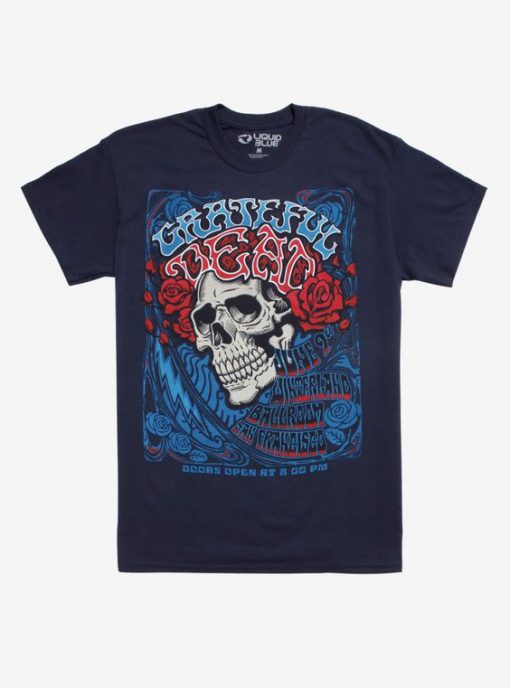 Grateful Dead Flower Skull Tshirt Fd9D