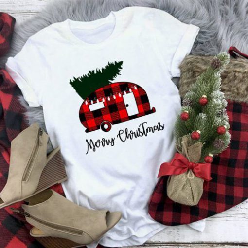 Plaid Merry Christmas Tshirt EL6D