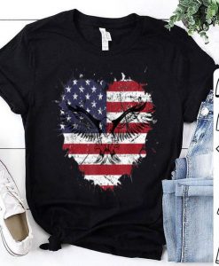 Heart Eagle Patriotic USA Tshirt FD27J0