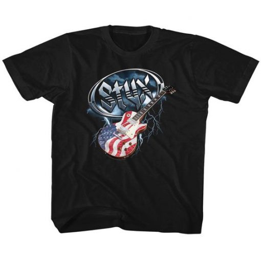 American Flag Guitar tshirt Fd5F0