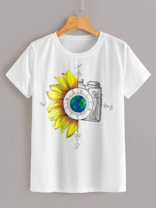 Floral and camera tshirt Fd5F0