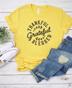 Thankful Grateful Blessed Thanksgiving T shirt AF24M0