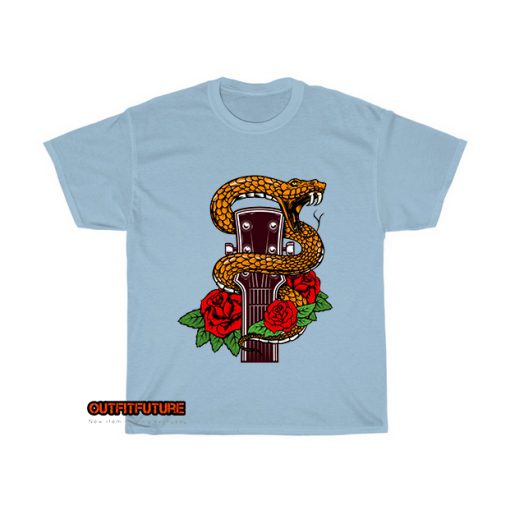 Guitar head with snake and roses T-Shirt EL13D0