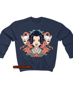 geisha kitsune Sweatshirt EL5D0